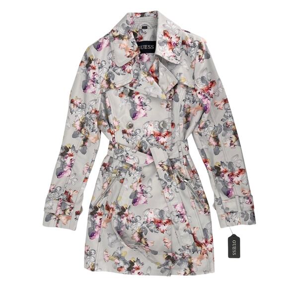 GUESS floral trench jacket NWT New size Small - Picture 1 of 13